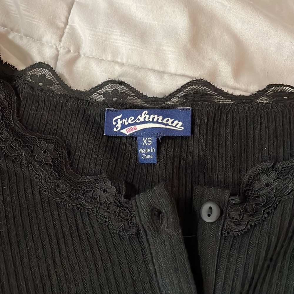 Black Lace Button Top - Picture 3 of 3